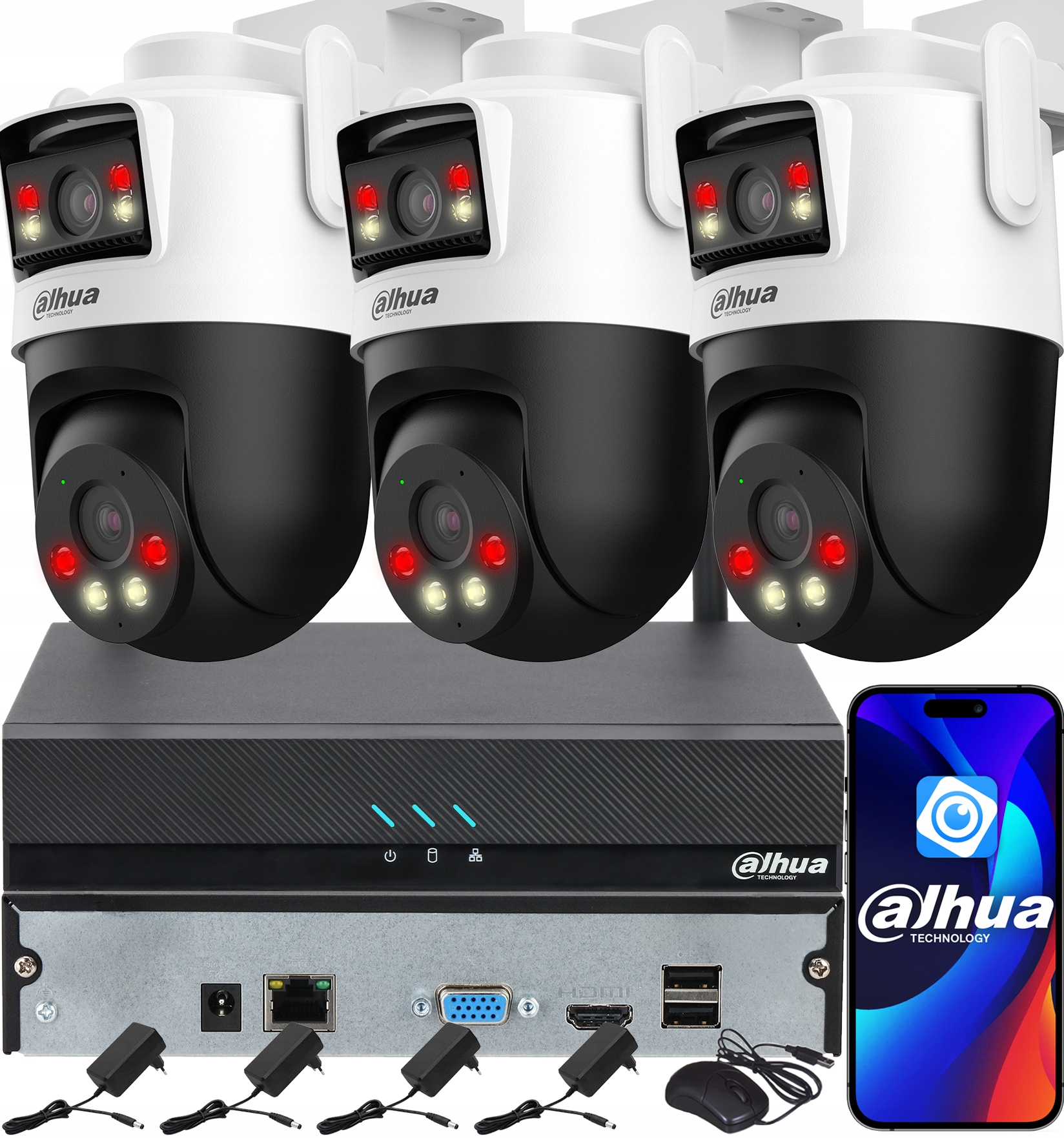 Monitorovací sada Dahua pro 3 kamery 3MPx P3D-3F-PV Smart Dual Light Audio