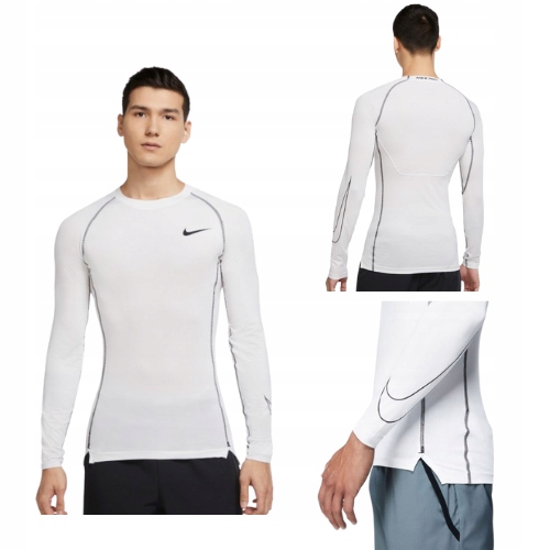 Koszulka Termiczna Nike Meska Biała Z Długim Rękawem Termoaktywna R. XL