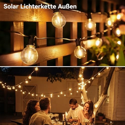 SOLAR LAMPKI OGRODOWE 10M 17 LED IP65 WODOODPORNE NA BALKON I DO OGRODU — miniatura 6