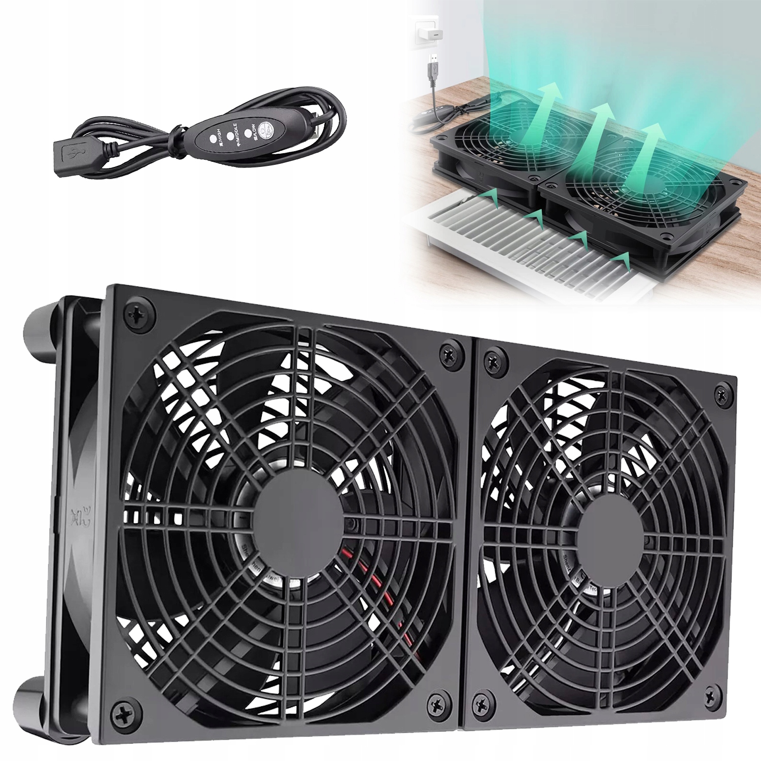 Wentylator Pc Usb 12V Chłodzący Do Obudów Komputer Routera Cichy 2 Szt