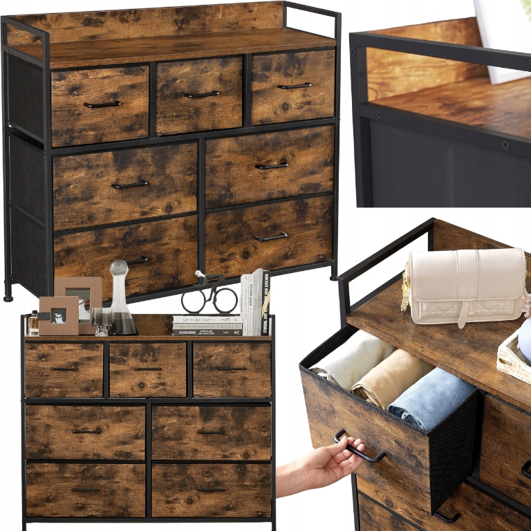 Komoda Industriálna skrinka s zásuvkami na oblečenie na uskladnenie regálu