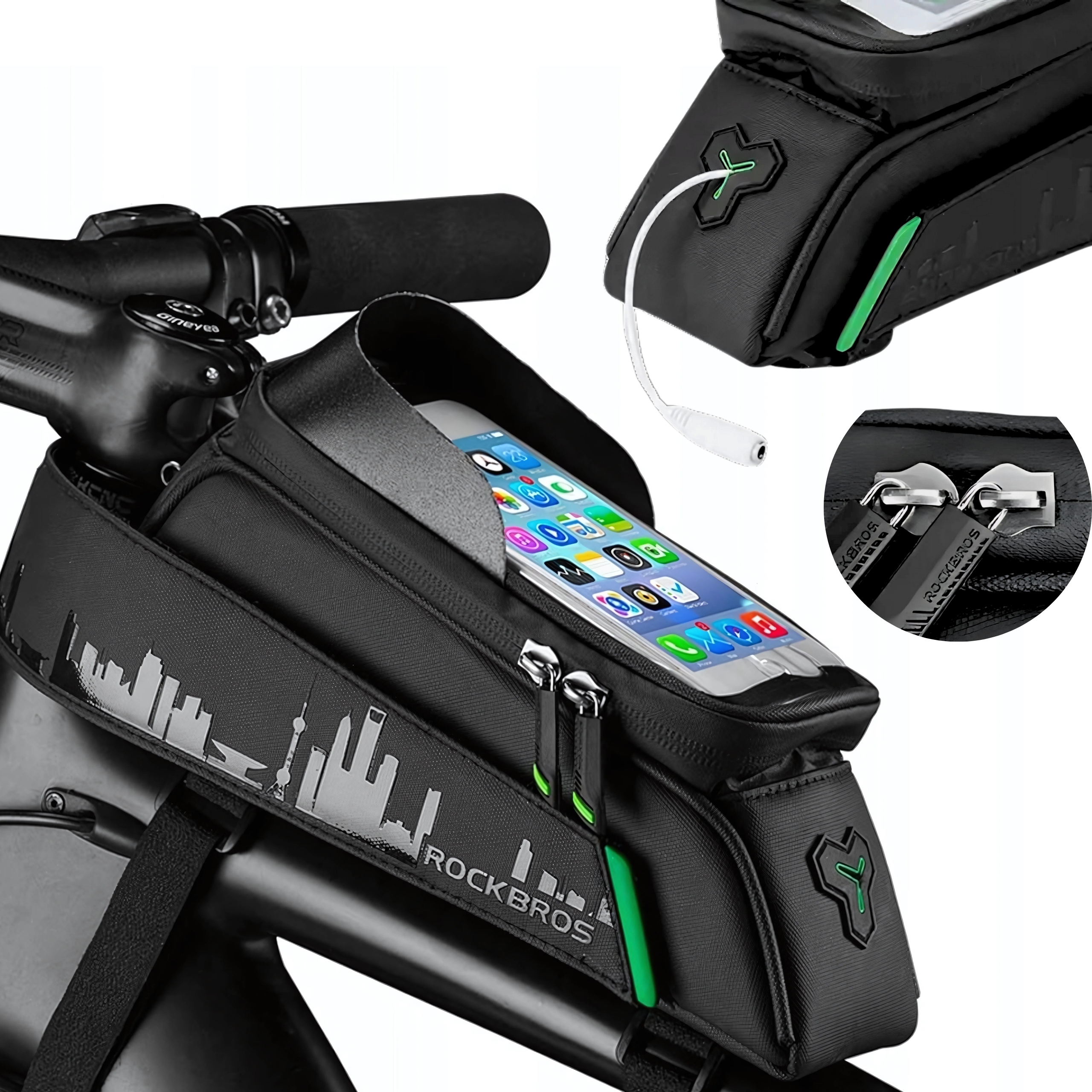 Sakwa Rowerowa Torba Na Ramę Rowerowa 1,5L Schowek Na Telefon 6,5" Rockbros