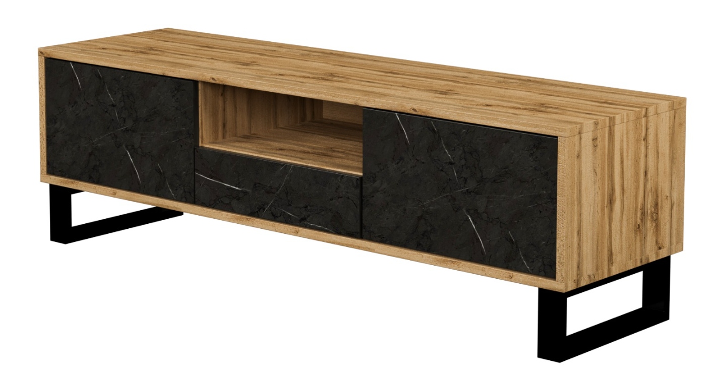 Stojacia Rtv skrinka Woodstone 160 dub artisan čierny kameň