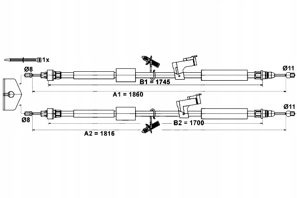 Ate Ruční Brzdové Lanko Zadní L/p (1816 MM/1860 MM) Asistent řidiče #28