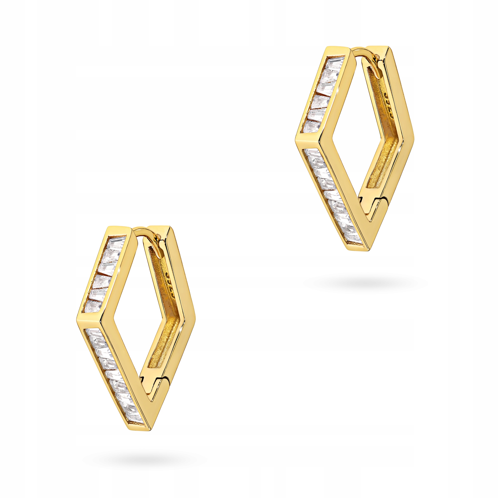 Stříbrné Náušnice Dámské anglické ryzost 925 Romby se Zirkony Krabička