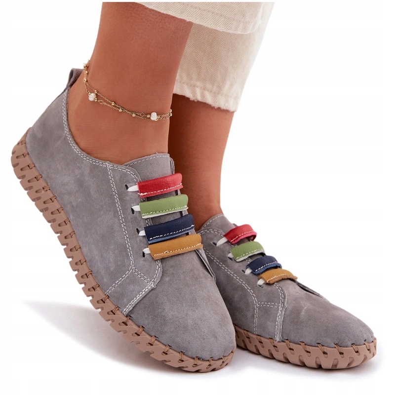 Dámská Kožená Semišová Nazouvací Obuv Vinceza 95377 Šedá 36