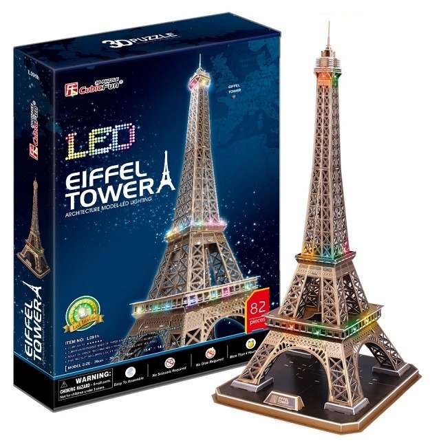 

Puzzle 3D Led Wieża Eiffla 82el Paryż Klocki