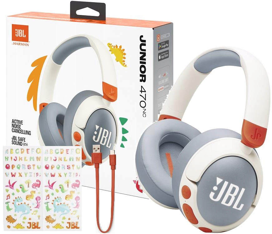 Jbl Junior 470NC White Bluetooth Słuchawki Dla Dzieci Do 50 Godz