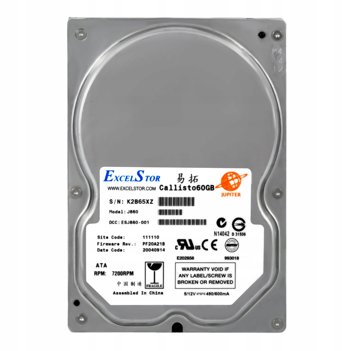 Excelstor Callisto 60GB 7.2K 2MB Ata 3.5'' J860