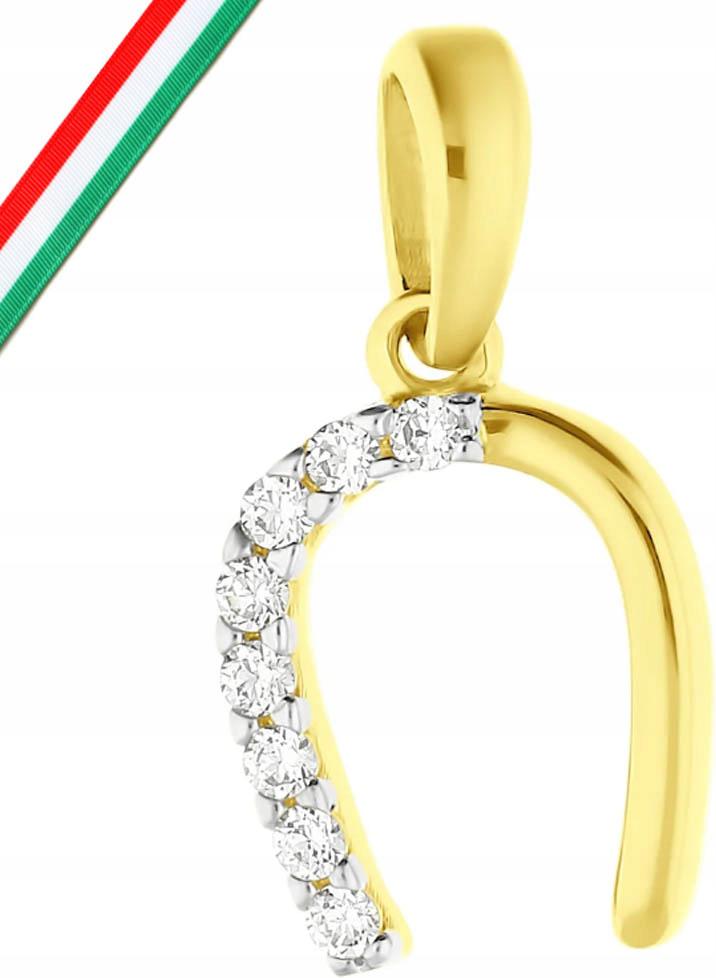 Zlatý přívěsek 585 podkova se zirkony jako dárek k řetízek 14k, módní