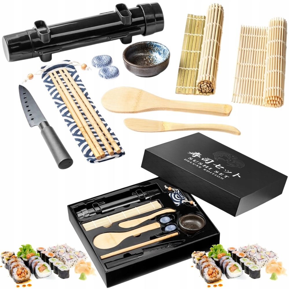 Sada na výrobu Sushi Roller Mata Nůž Tyčinky jako Dárek Set Deluxe