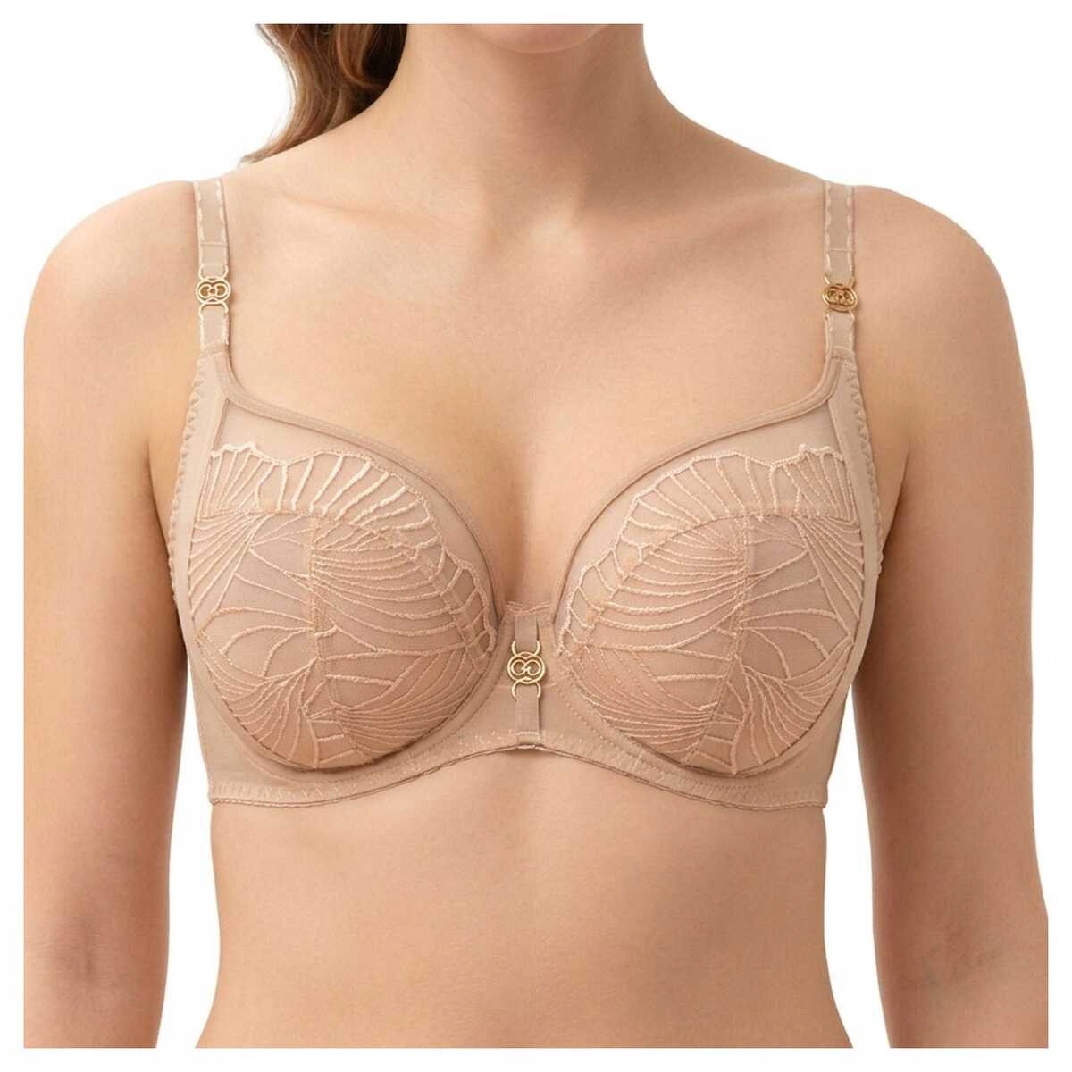 Gorsenia Měkká podprsenka s výšivkou Lotta 007 mandlová 80D