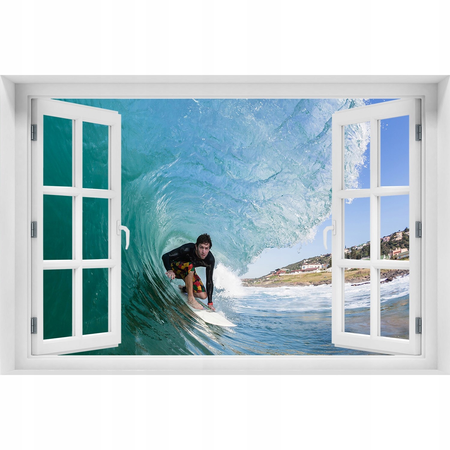 

Fotoobraz Naklejka ścienna 3D Okno Surfer na fali