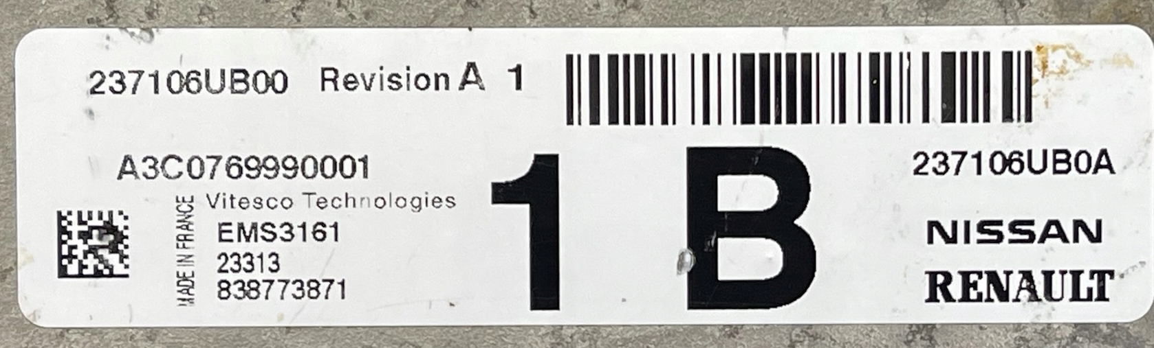 QASHQAI III J12 1.3 computer Motore ECU 237106UB00