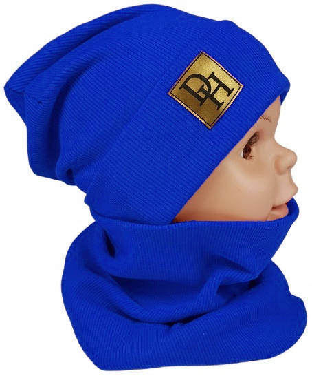 Czapka komin wiosenna jesienna prążek chaber 50-56