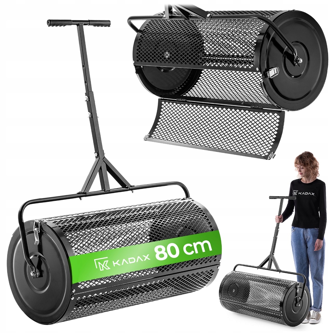 Zahradní Válec Síťový Rozmetač Hnojiva Kompostu Semen Rozmetadlo 80 cm