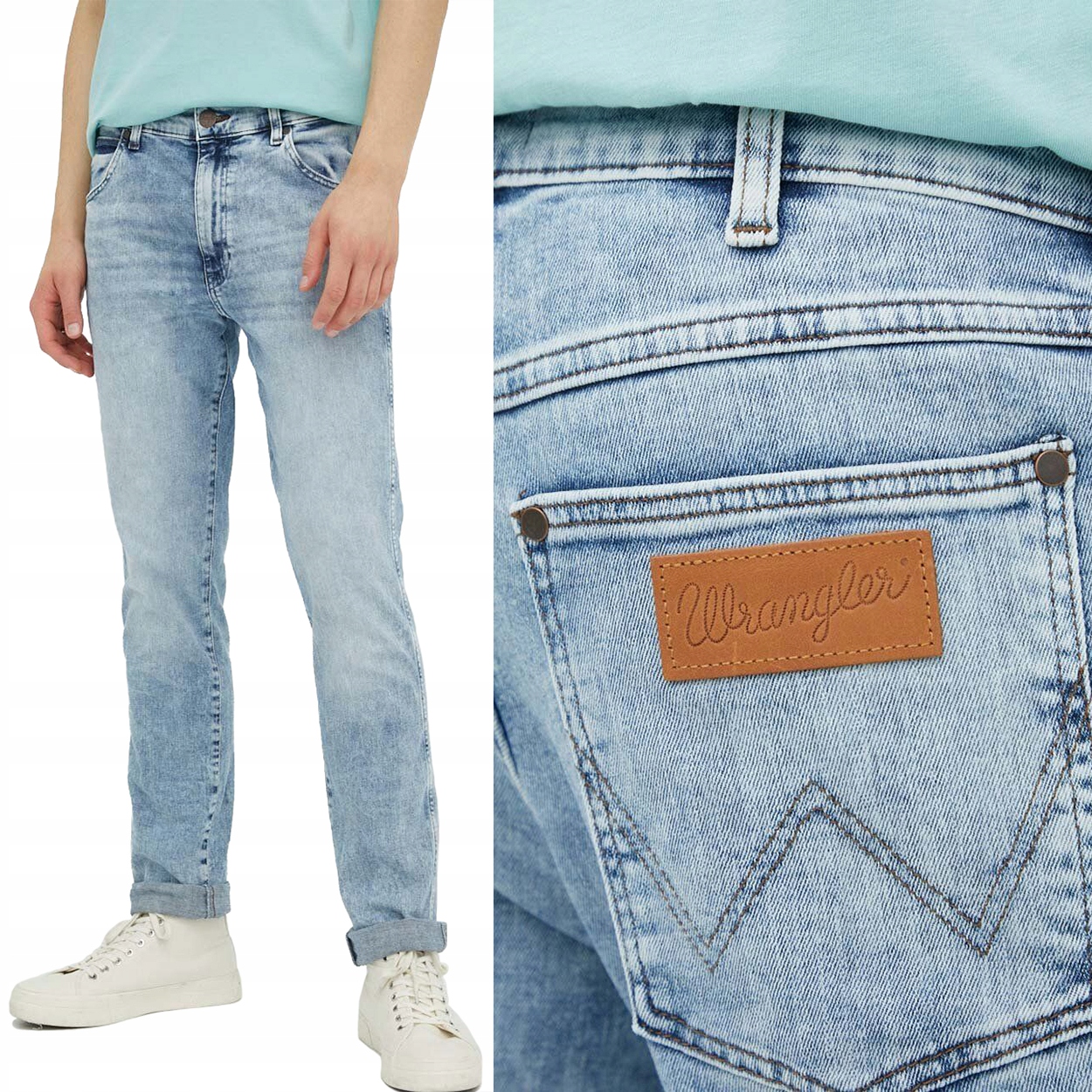 Wrangler Larston slim Dusky Cloud zúžené světlé džínové kalhoty W27 L32