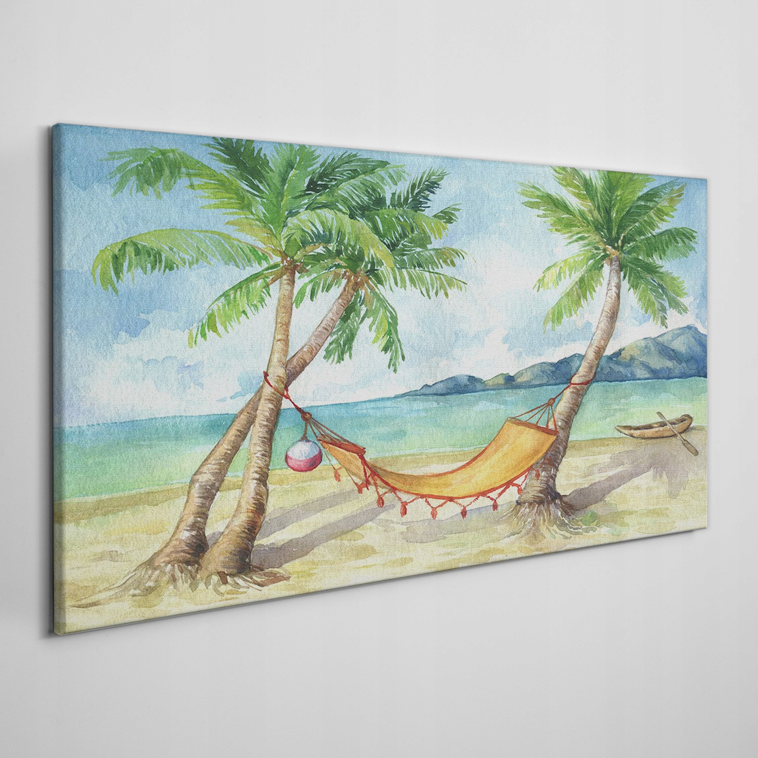 

Obraz na płótnie Plaża palmy morze hamak 120x60 cm