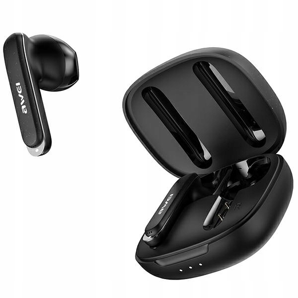 Awei Bluetooth 5.3 sluchátka T66 Tws dokovací stanice černá/černá
