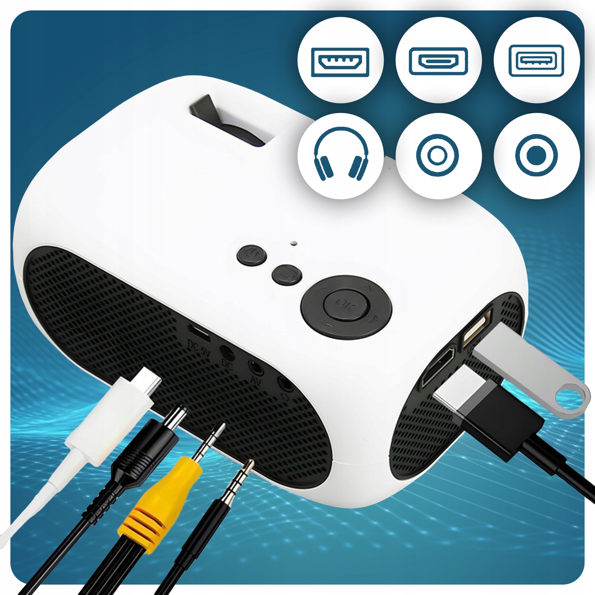 PROJEKTOR RZUTNIK FULLHD MULTIMEDIALNY SMART TV PRZENOŚNY USB HDMI MICROSD Rozdzielczość podstawowa (px) inna