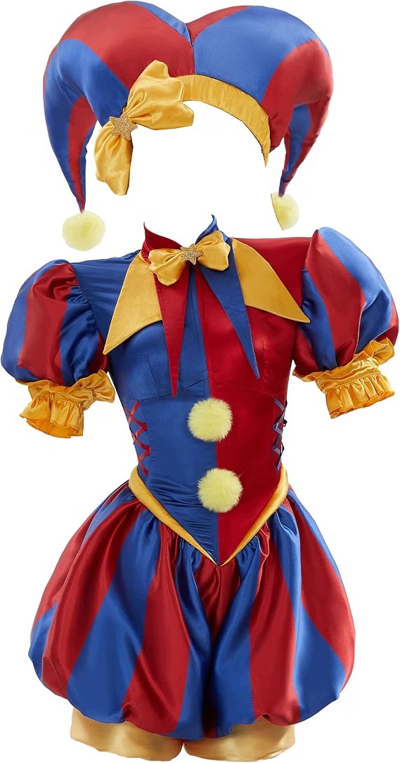 Dámský kostým Klauna Červenomodrý L Čepice Cirkus Karneval Halloween