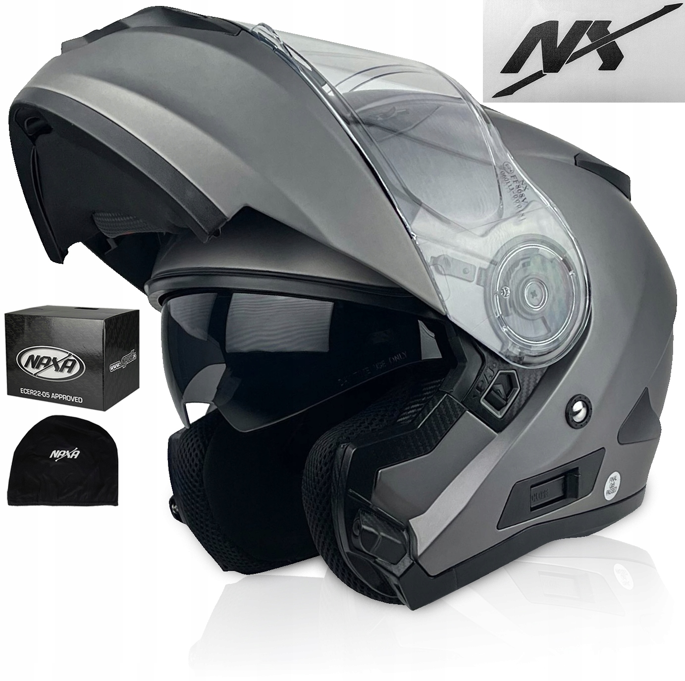 Kask Motocyklowy Szczękowy Nx Tourism Z Blendą r.S Podwójna Homologacja P/j