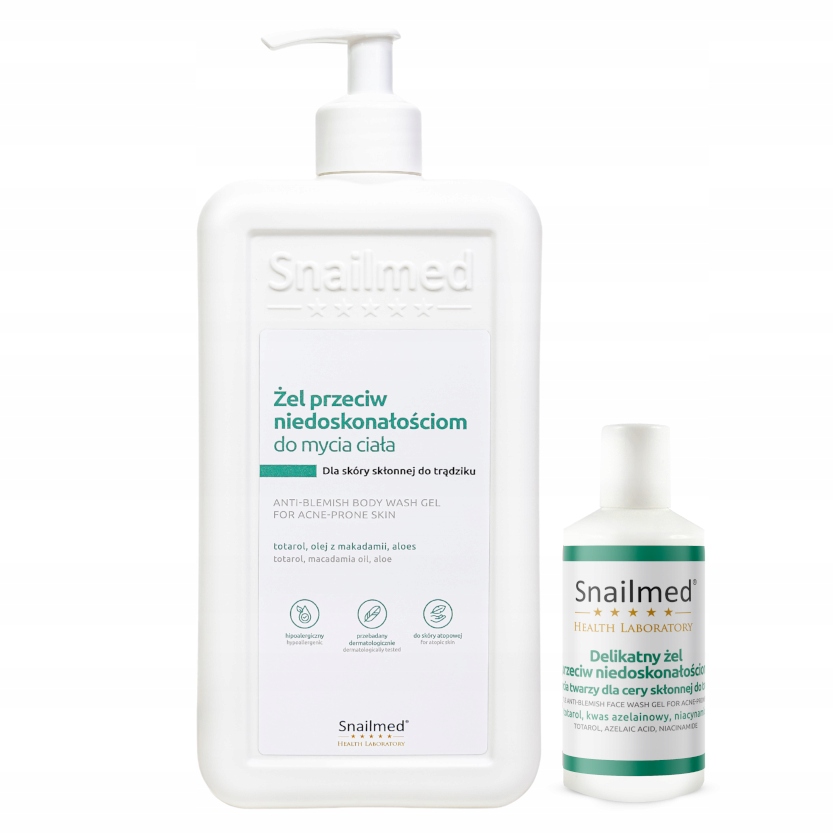 Snailmed Żel do ciała niedoskonałości, do skóry trądzikowej 500ml Gratis!