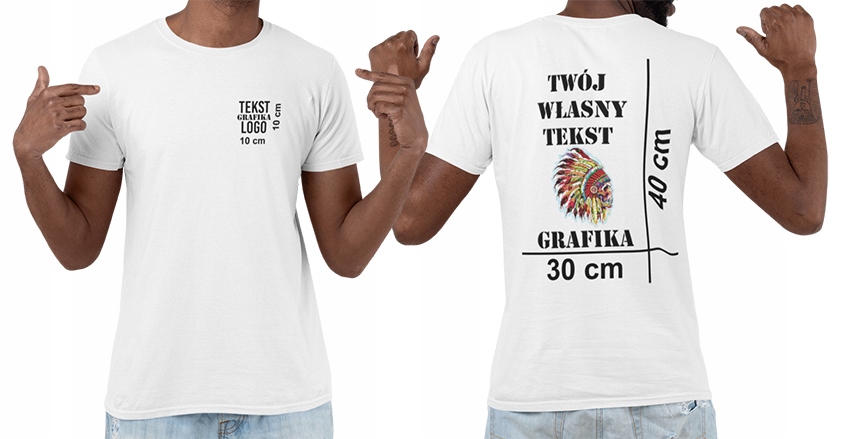 

Koszulka Męska Biała Z Dwustronnym Nadrukiem Logo
