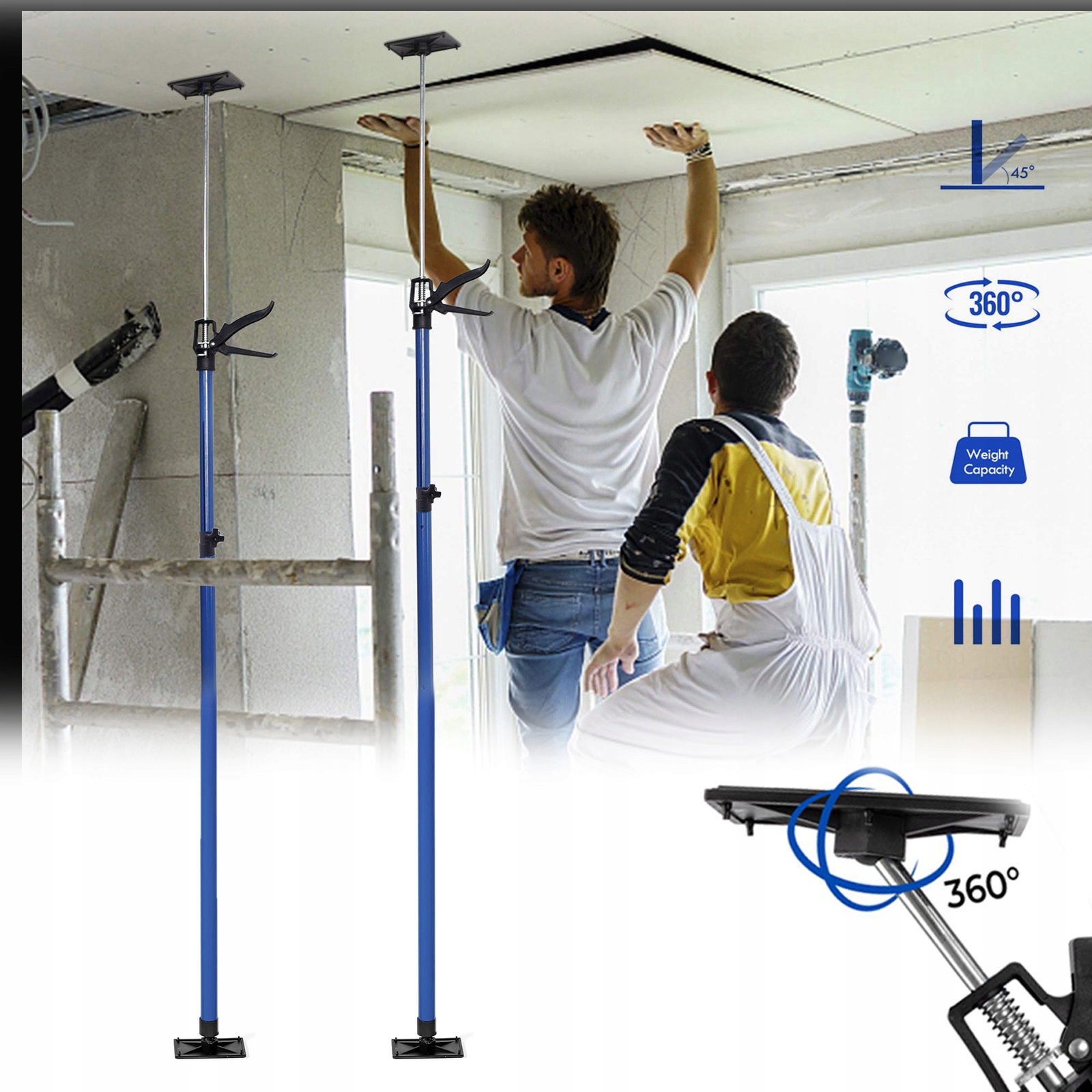 2x Teleskopická Stropní Podpěra Rozpěrná Zvedák Pro Desky Gk 115-290 cm