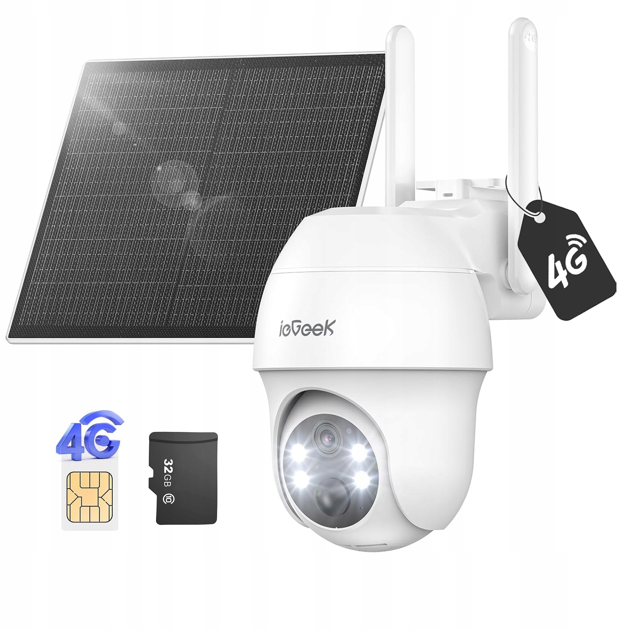 2K Venkovní Ip kamera s Sim kartou 4G Solární baterie Detekce pohybu 32GB