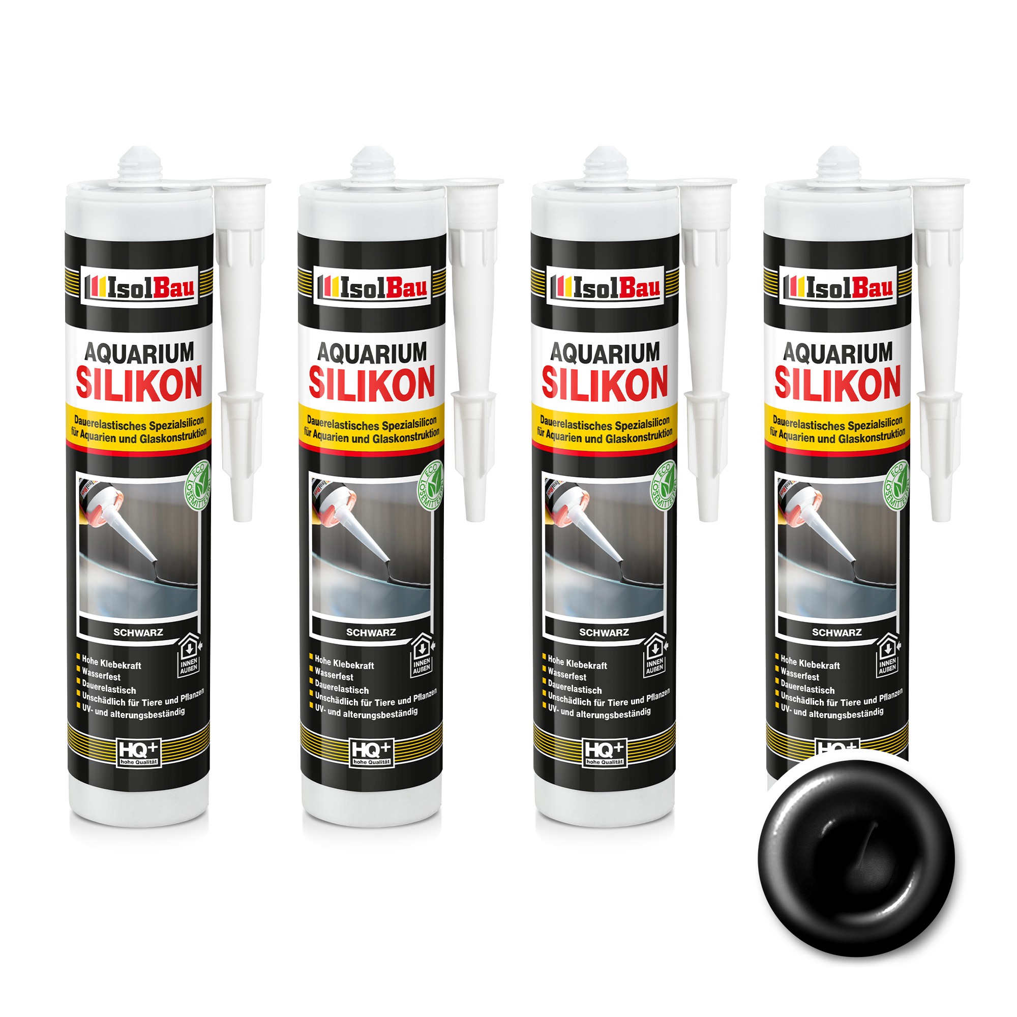 Akvaristický silikon 4 x 300 ml Černý IsolBau pro akvária terárií a vitríny