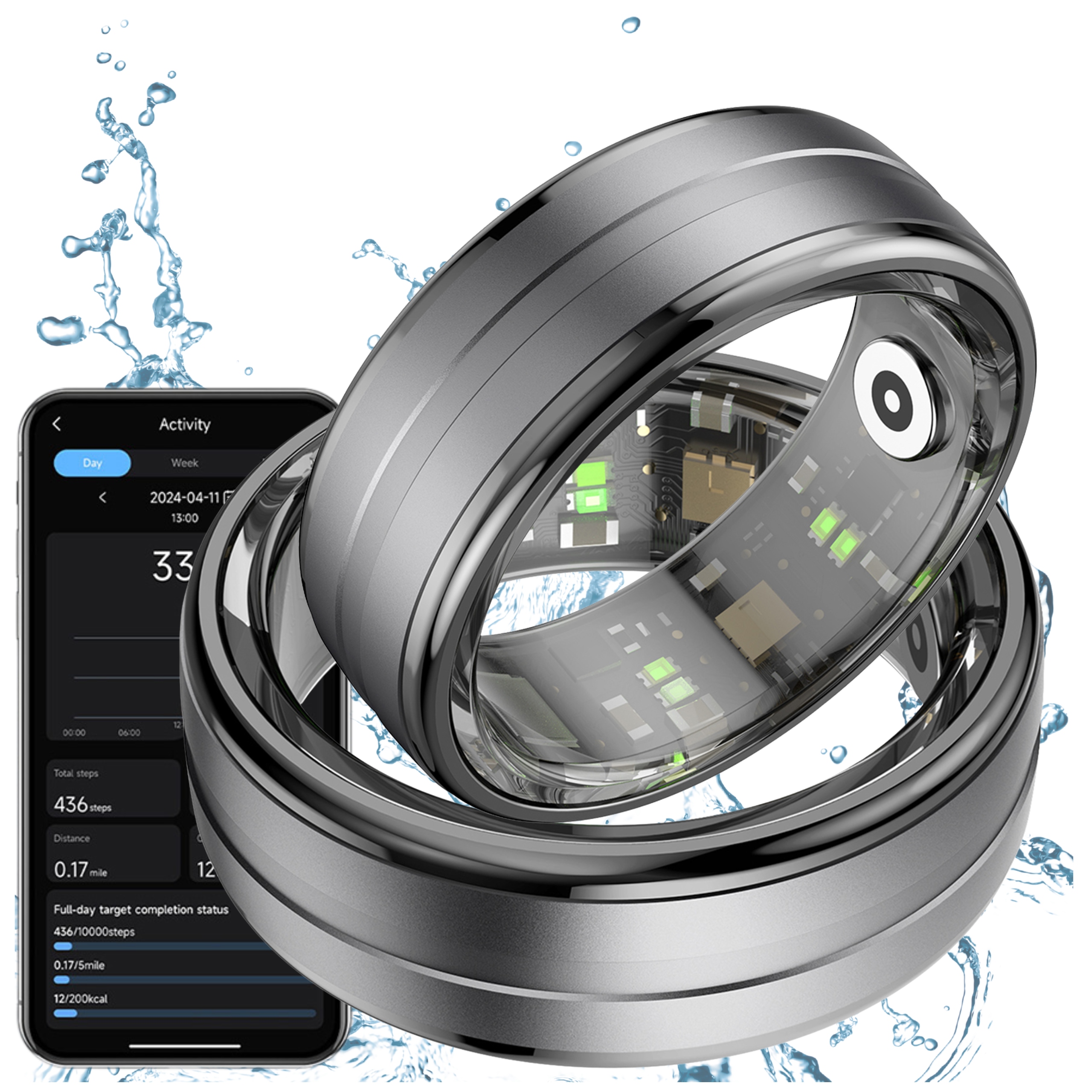 Smart ring Colmi R06 19.8Mm inteligentny pierścień kroki Hr 5ATM czarny