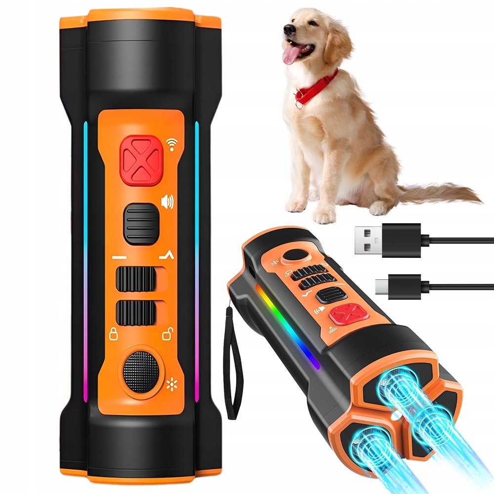 Levně Ultrazvukový Antištěkač 25 Khz, Dosah 16 M, Svítilna, Powerbanka 2000 Mah