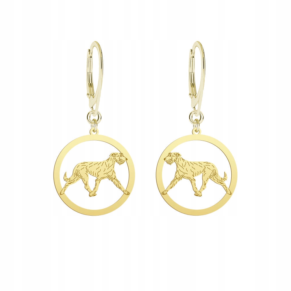 Náušnice Zlaté s psem Irský vlkodav 925 Dárek Žena Gravírování Bonus