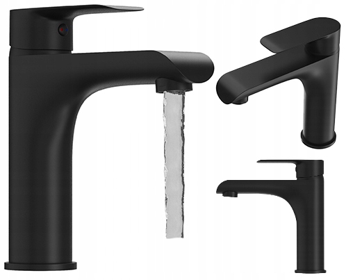 Umyvadlová baterie vysoká, páková, koupelnová, černá baterie Vito