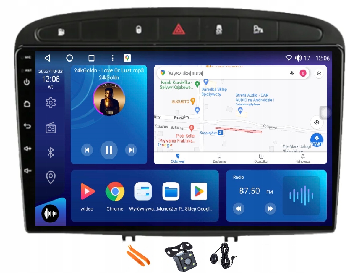 Rádio Android Gps Qled Carplay Lte 128GB Peugeot 408 308 07-13 Rcz 10-16