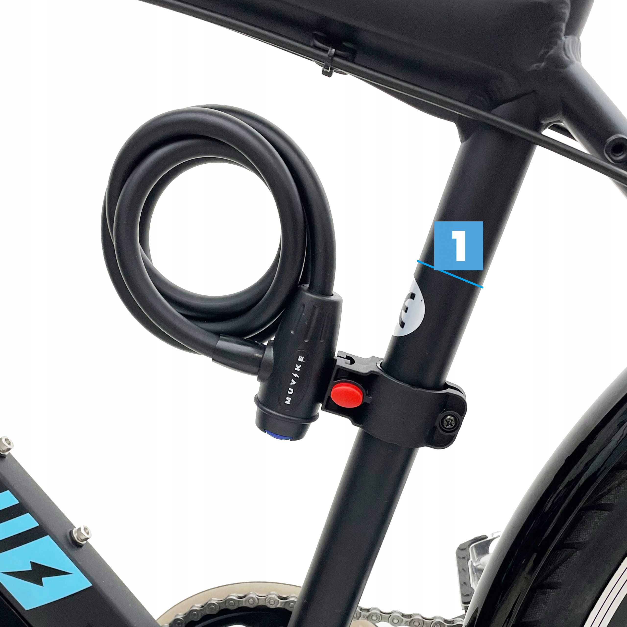 ZAPIĘCIE DO ROWERU LINKA BLOKADA DO ROWERU MUVIKE FLEX 1200/12K KLUCZ Długość 120 cm