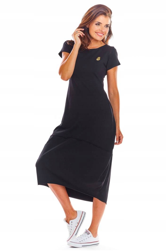 Dlouhá tepláková šaty oversize, volná, L/XL