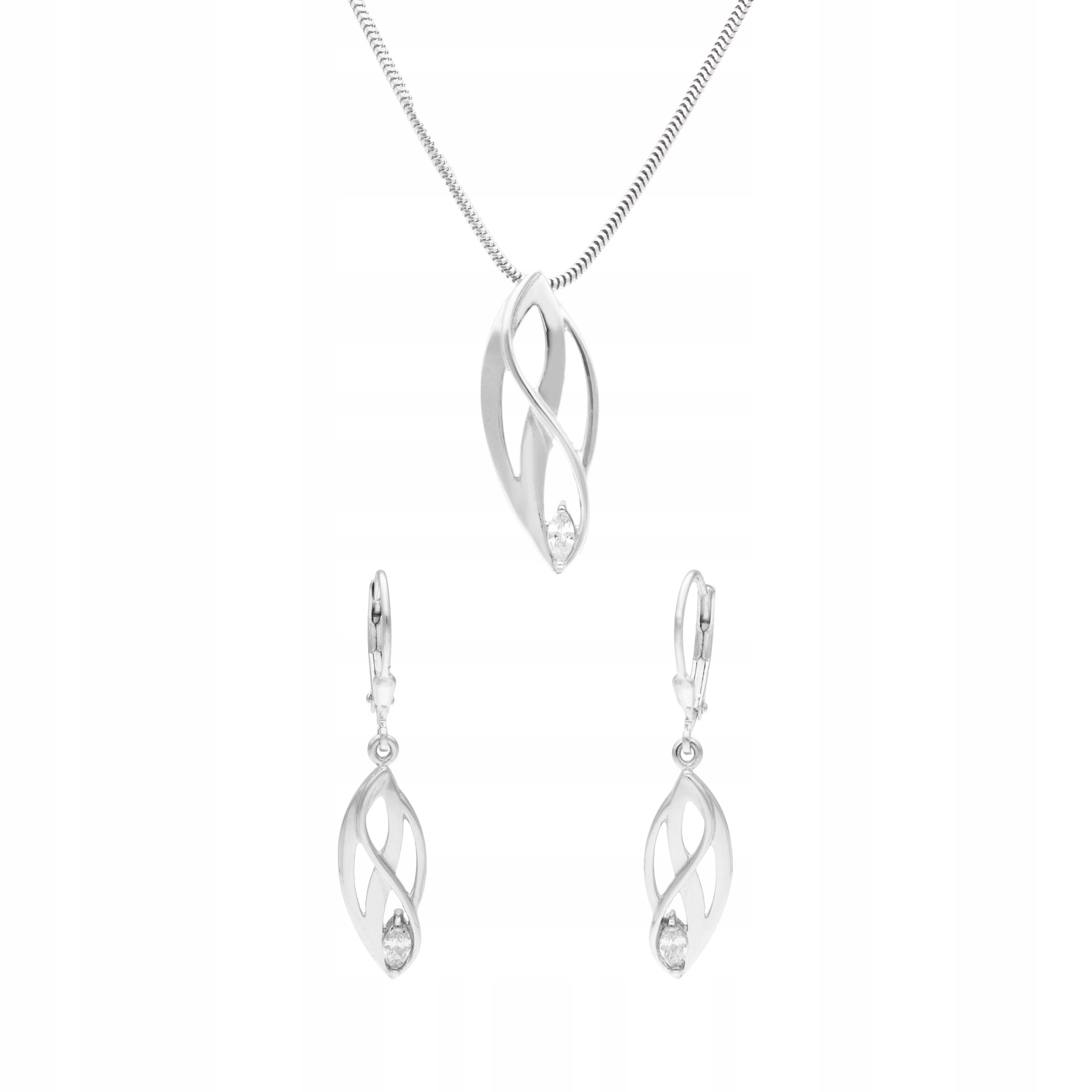 Komplety s bílými zirkony stříbro