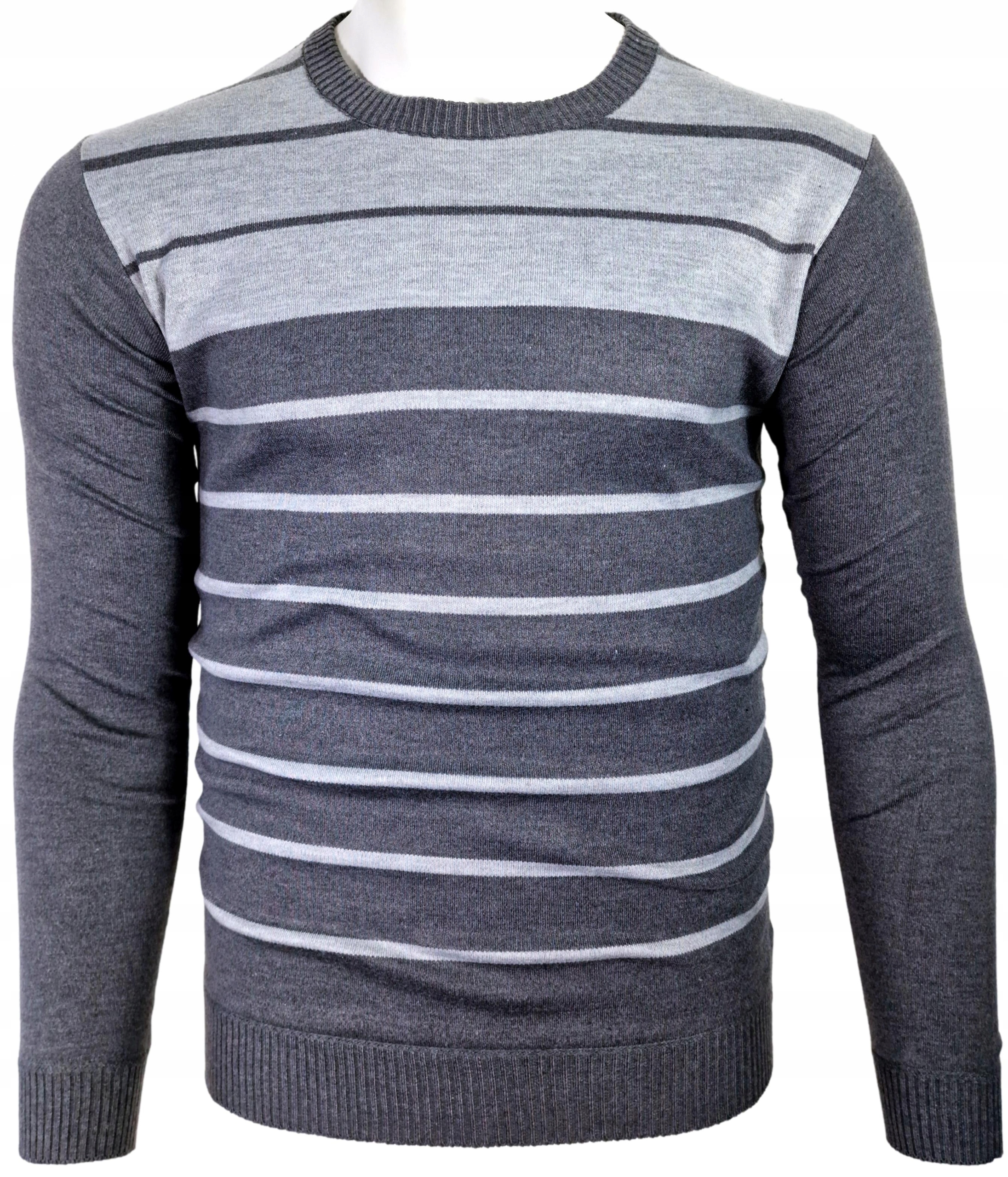 SWETER MĘSKI Z DODATKIEM WEŁNY _ O47 PASKI r. XXL