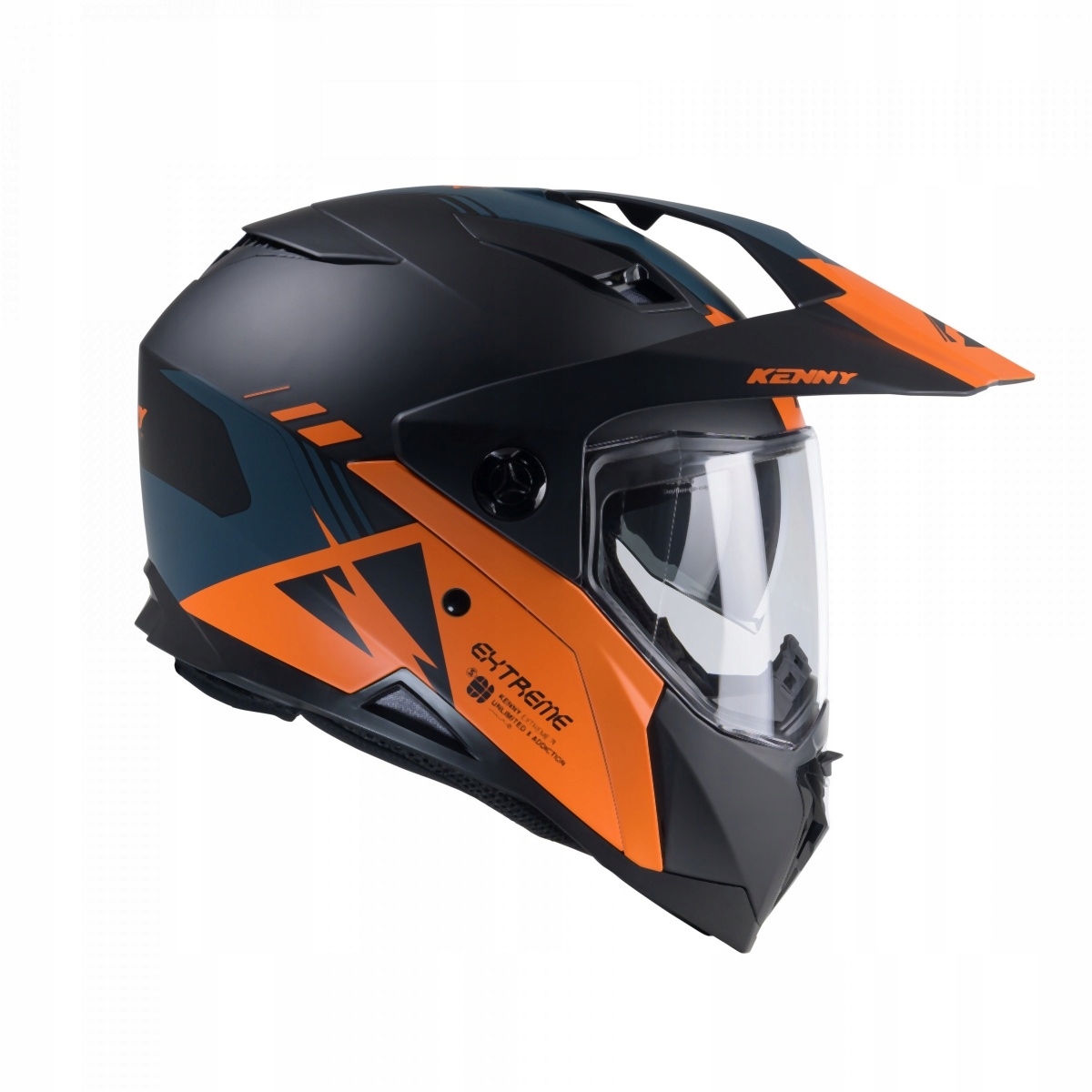 Kenny Racing 2025 Prilba Dual Adventure Model Extreme Graphic Orange/petrol M