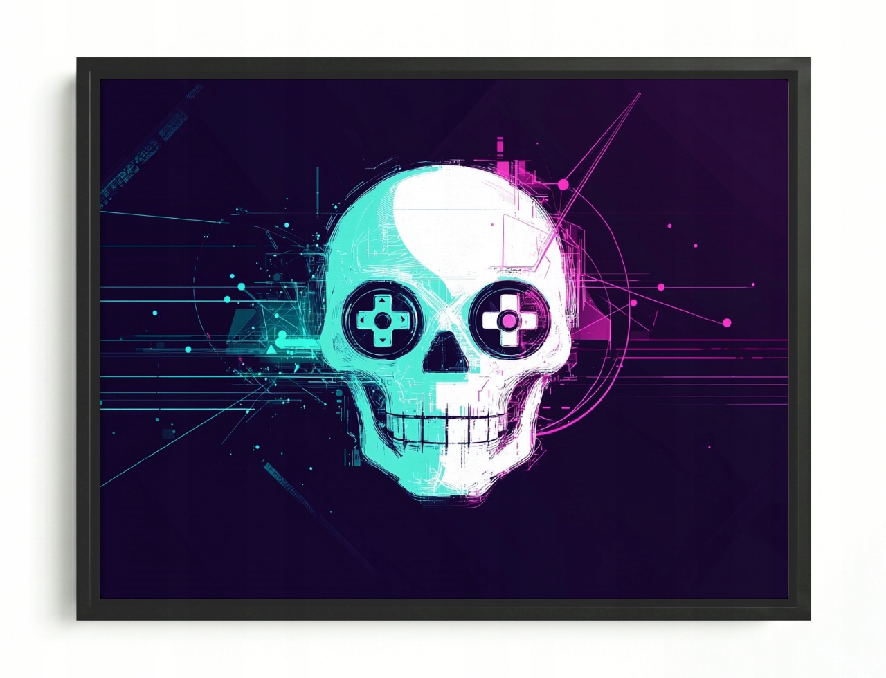 Obraz Rama American Box Gaming Lebka Gamer Neon Cyberpunk Pad 80x60