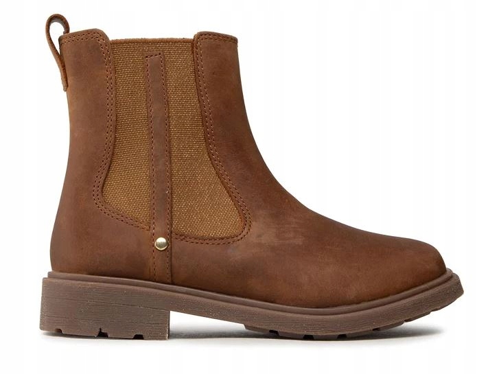 CLARKS BOTKI MŁODZIEŻOWE ZE SKÓRĄ BRĄZ 1ŻBE