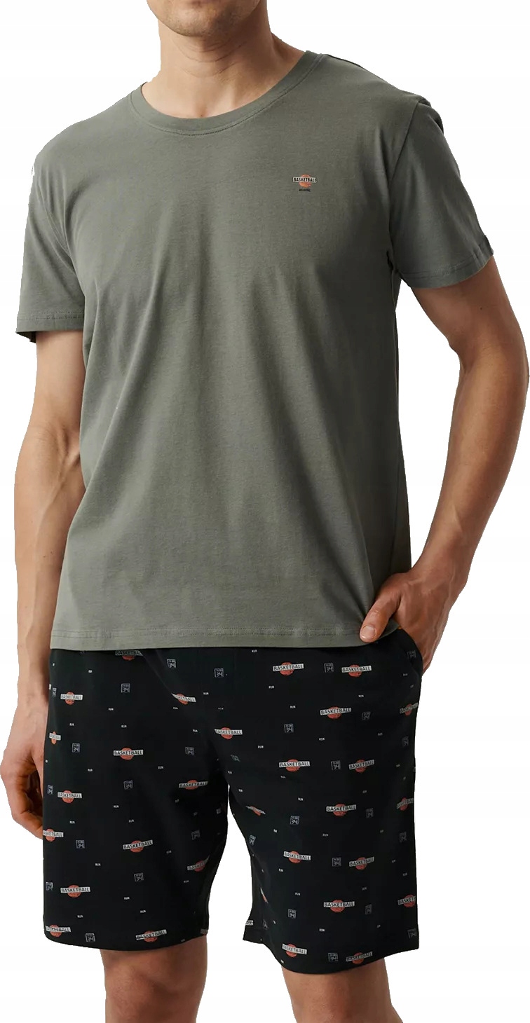 Pánské Pyžamo Atlantic NMP384/KHAJ/CZA Krátký Rukáv Kraťasy Basketball *s*