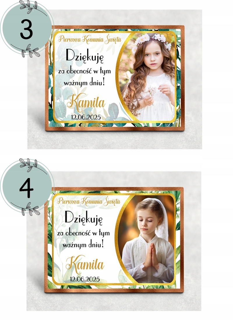 Podziękowanie jako magnes na Komunię ze zdjęciem 8 cm x 5,5 cm KOM2 Marka inna