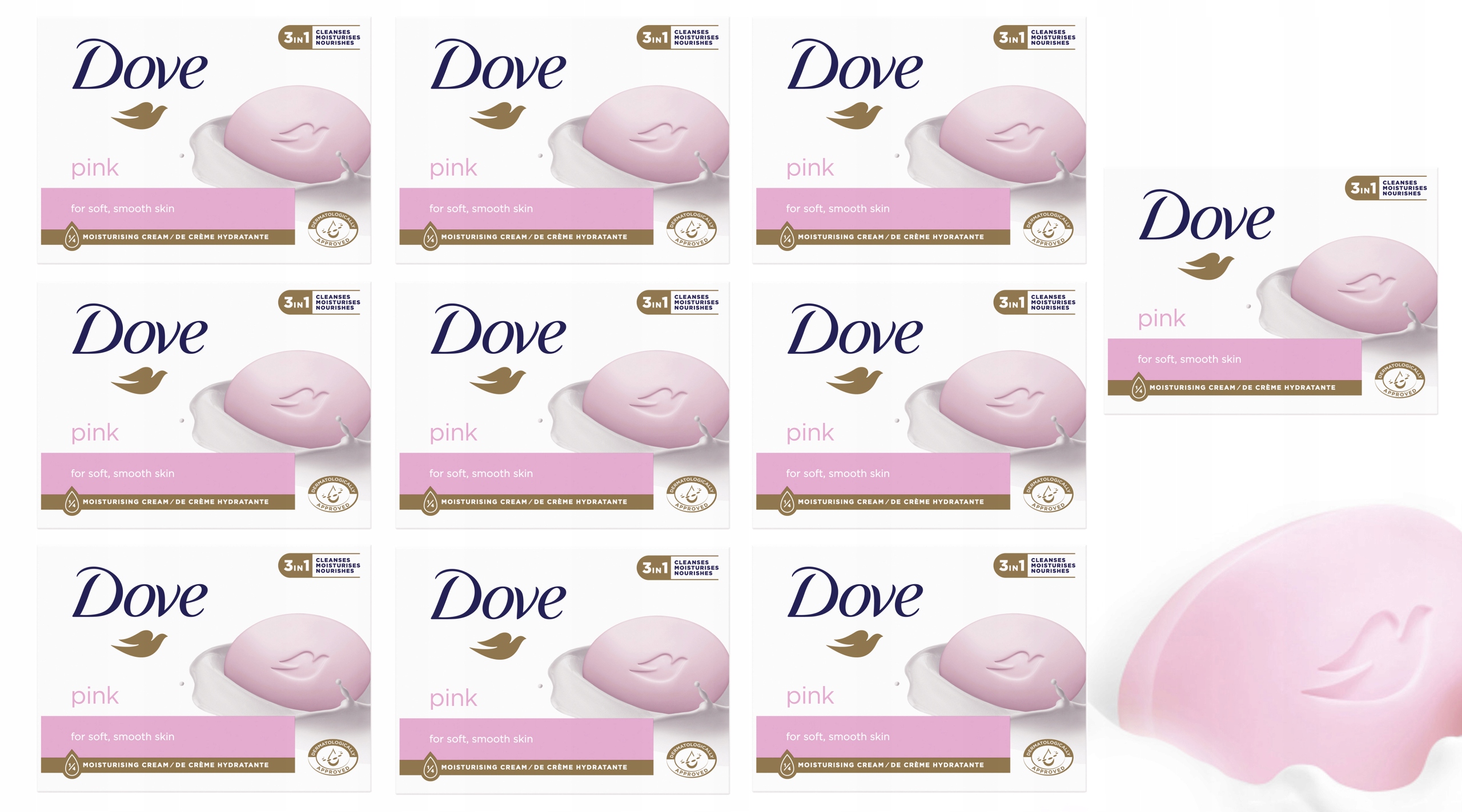 Levně Dove Mýdlo v kostce Pink 90g růžové Set x10