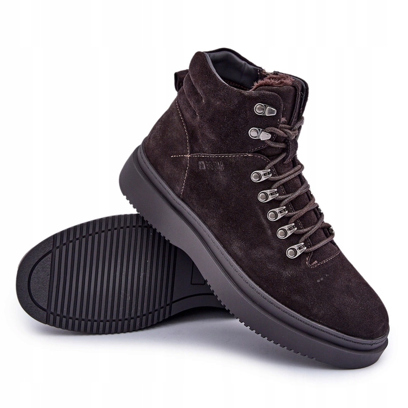 Trapery Kotníkové Boty Pánské Semišové Šněrovací Big Star OO174189 Hnědé 45