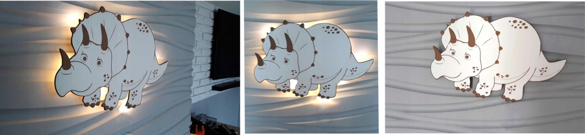 Lampka nocna dla dzieci dinozaur Dino LED ścienna Kolor dominujący biały