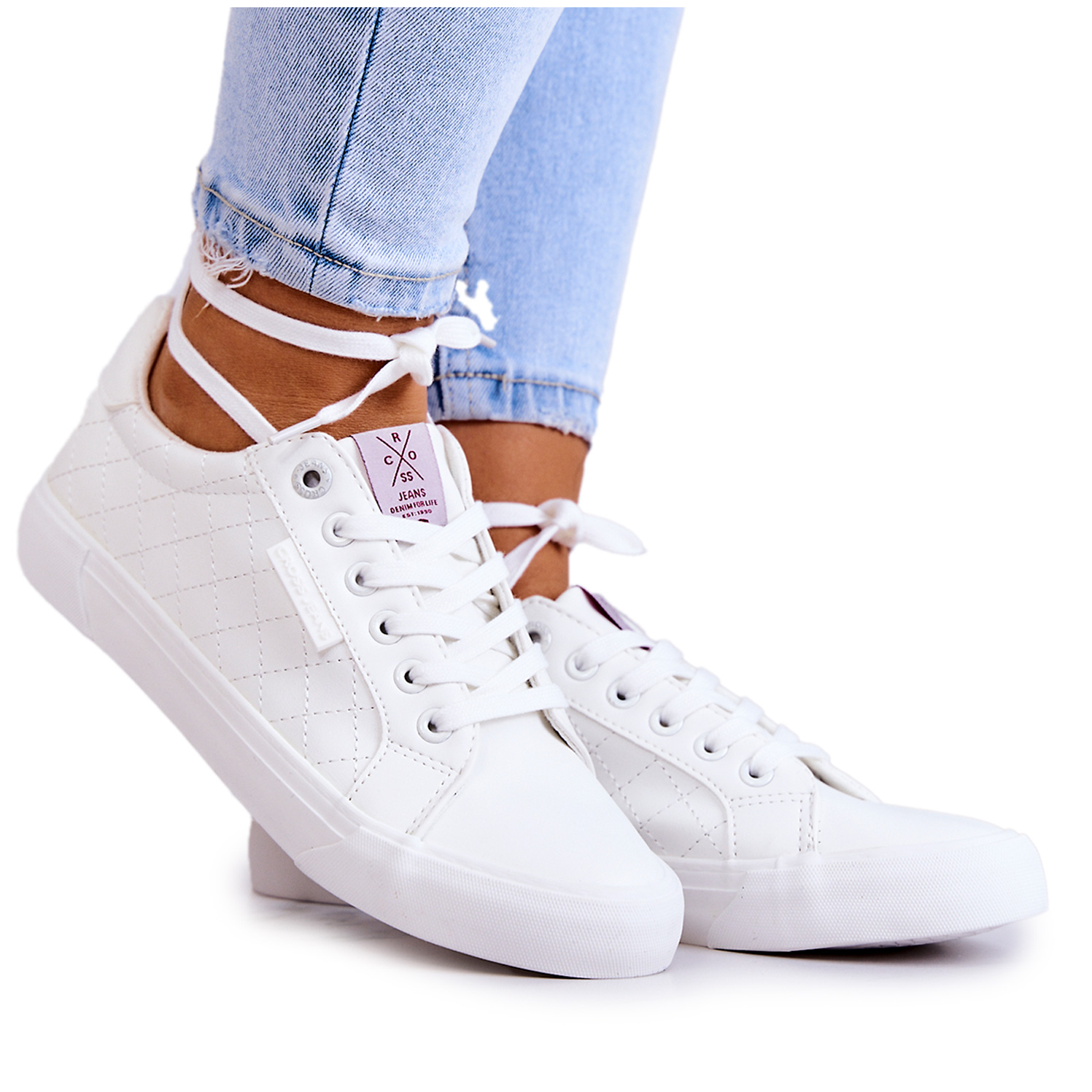 

Skórzane Trampki Cross Jeans JJ2R4043C Białe 37