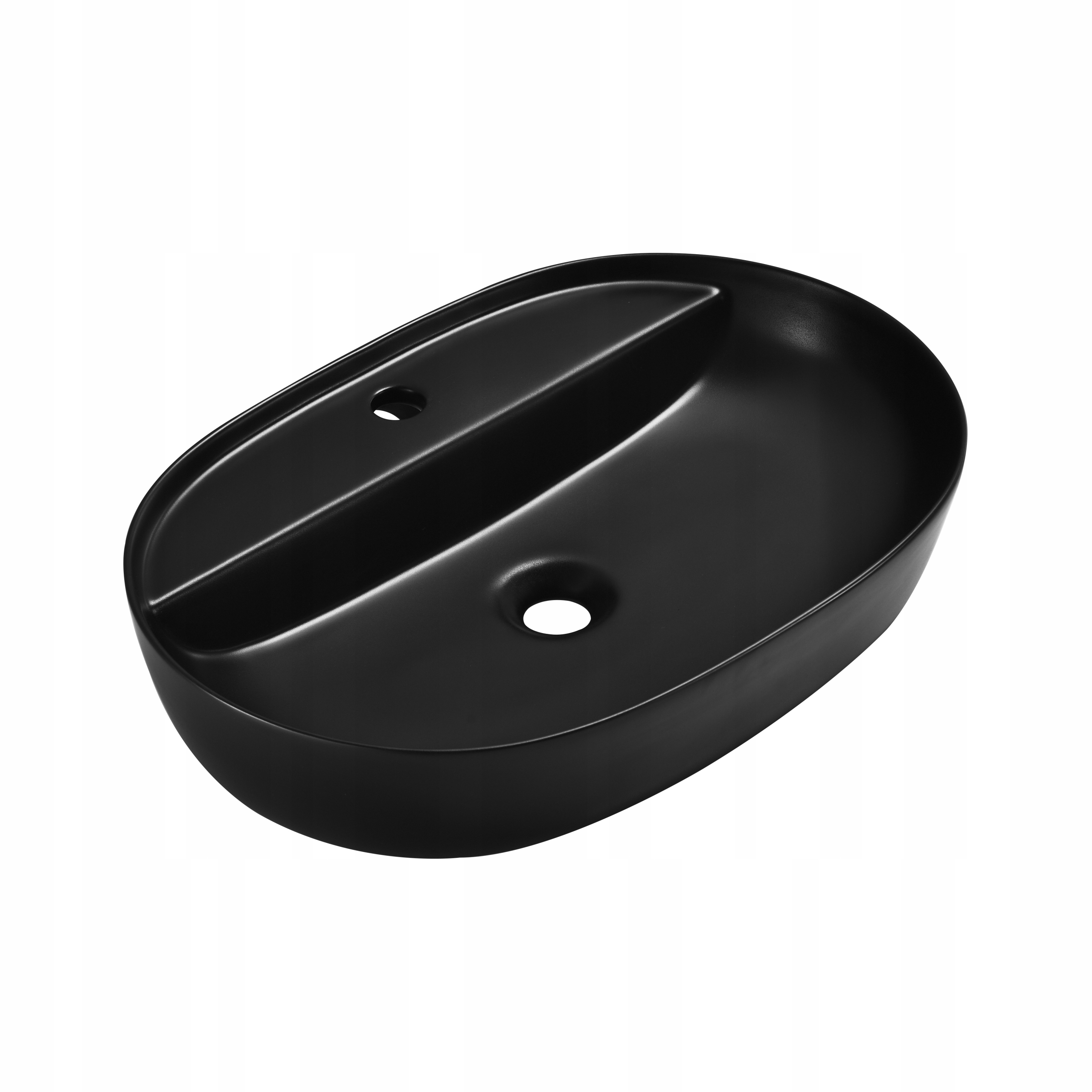 Umývadlo na dosku 60x40x13 čierne matné oválne zaoblené keramické Omeble